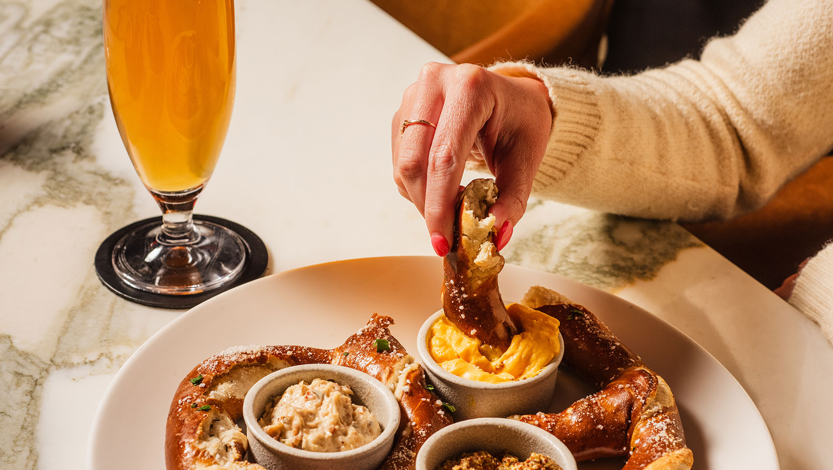 Vol 39 appetizer pretzel and beer