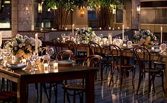 dining setup at the Kimpton Everly Hotel